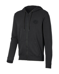 STRAUSS Stuntmen's Association hooded sweatjacket in black, front view