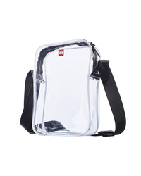 Clear STRAUSS e.s.e:pic crossbody bag with an adjustable strap and transparent storage pouch.