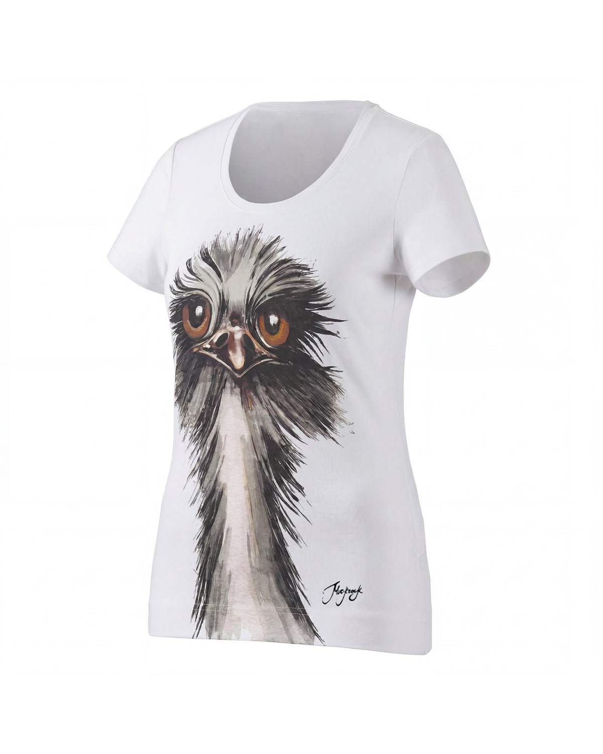 Women's STRAUSS Cotton Stretch T-Shirt in white on a plain product background