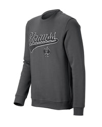 STRAUSS e.s.e:pic artwork crew neck sweatshirt in carbon gray, front view