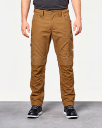 Work Pants e.s.concrete light in desert brown worn by a model, front view