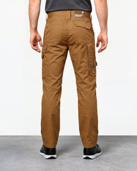 Work Pants e.s.concrete light in desert brown worn by a model, rear view