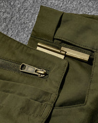 Close-up of fabric and seam construction on Work Pants e.s.concrete light in mud green and stipa green