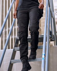 Women's Work Pants e.s.concrete light in black worn in a work setting