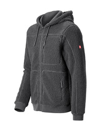 STRAUSS e.s.e:pic hooded sherpa fleece jacket in carbon gray