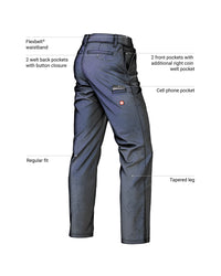 Feature view of Chino Pants e.s.e:pic in nero blue, showing chino fabric and pockets