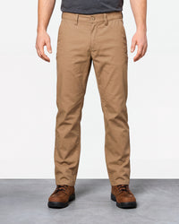 Chino Pants e.s.e:pic in almond brown worn by a model, front view