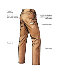 Feature view of Chino Pants e.s.e:pic in almond brown, showing chino fabric and pockets