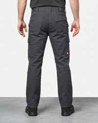 Twill Cargo Work Pants e.s.e:pic in carbon gray worn by a model, rear view