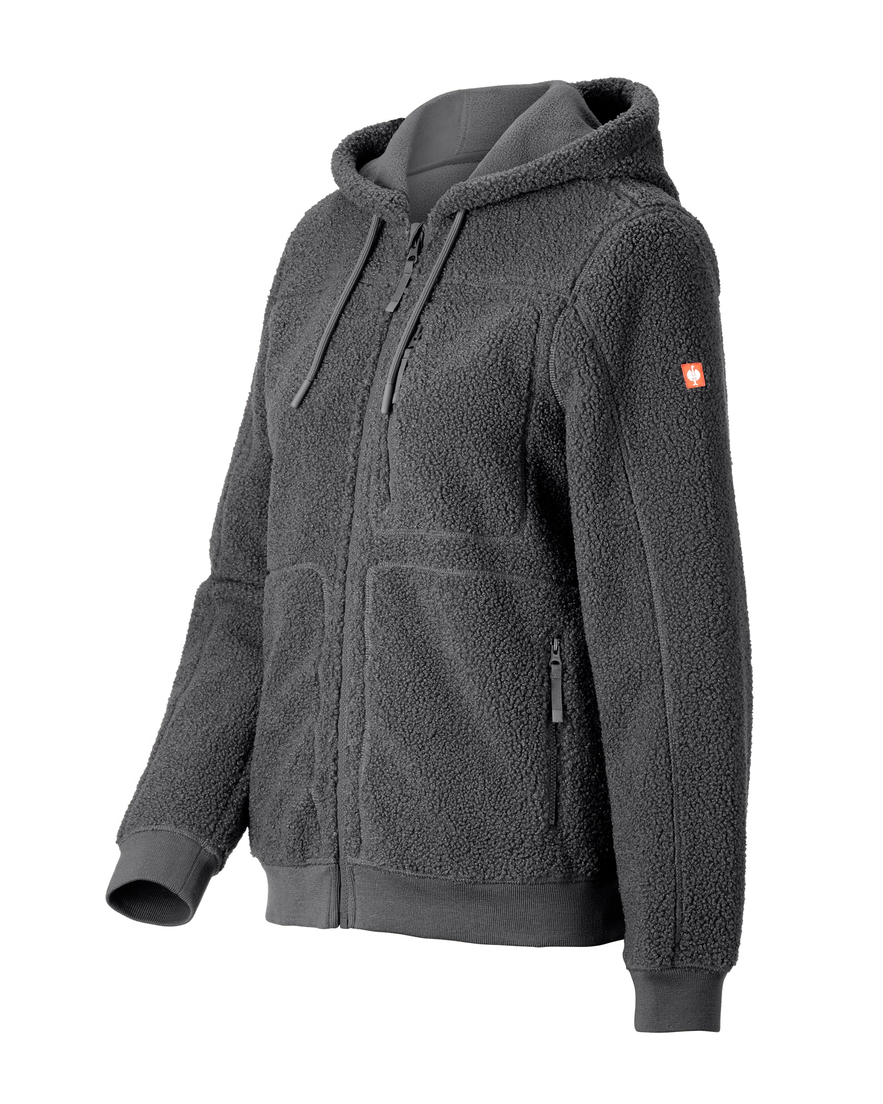 STRAUSS women's e.s.e:pic hooded sherpa fleece jacket in carbon gray