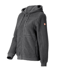 STRAUSS women's e.s.e:pic hooded sherpa fleece jacket in carbon gray