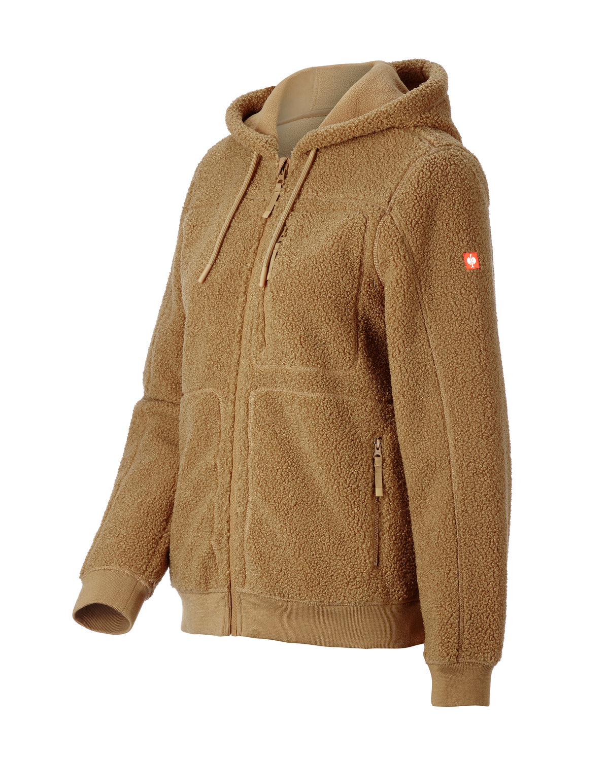 STRAUSS women's e.s.e:pic hooded sherpa fleece jacket in almond brown