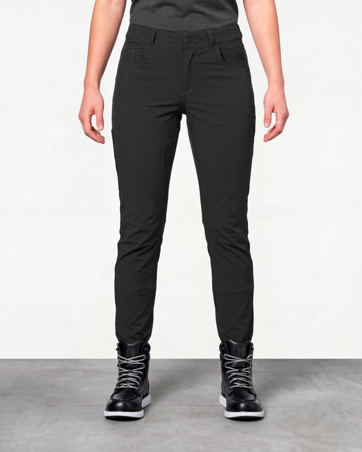 Women's Leggings e.s.e:pic in black worn by a model, front view