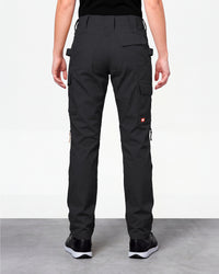 Women's Ripstop Cargo Work Pants e.s.e:pic in black worn by a model, rear view
