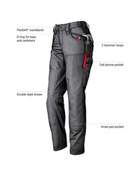 Feature view of Women's Double Front Ripstop Cargo Work Pants e.s.e:pic in carbon gray, showing cargo pocket details