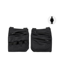 Black STRAUSS women's e.s.concrete light tool bags with modular pockets and belt attachment points.