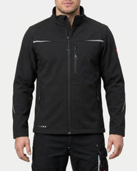 STRAUSS e.s.motion 2020 softshell jacket in black worn, front view