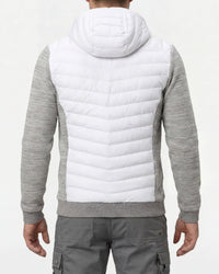 STRAUSS e.s.motion ten hybrid hooded jacket in white melange worn, back view