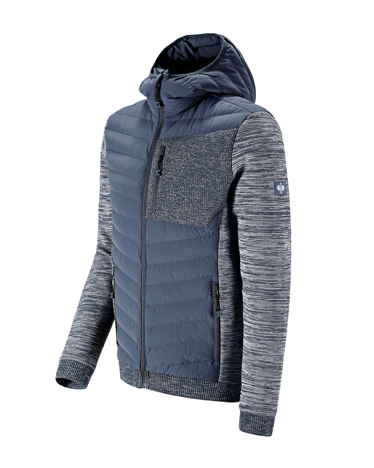 STRAUSS e.s.motion ten hybrid hooded jacket in slate blue melange
