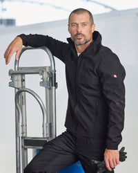 STRAUSS e.s.trail pure softshell jacket in black worn in a work setting