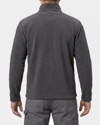 STRAUSS full-zip fleece jacket in carbon gray worn, back view