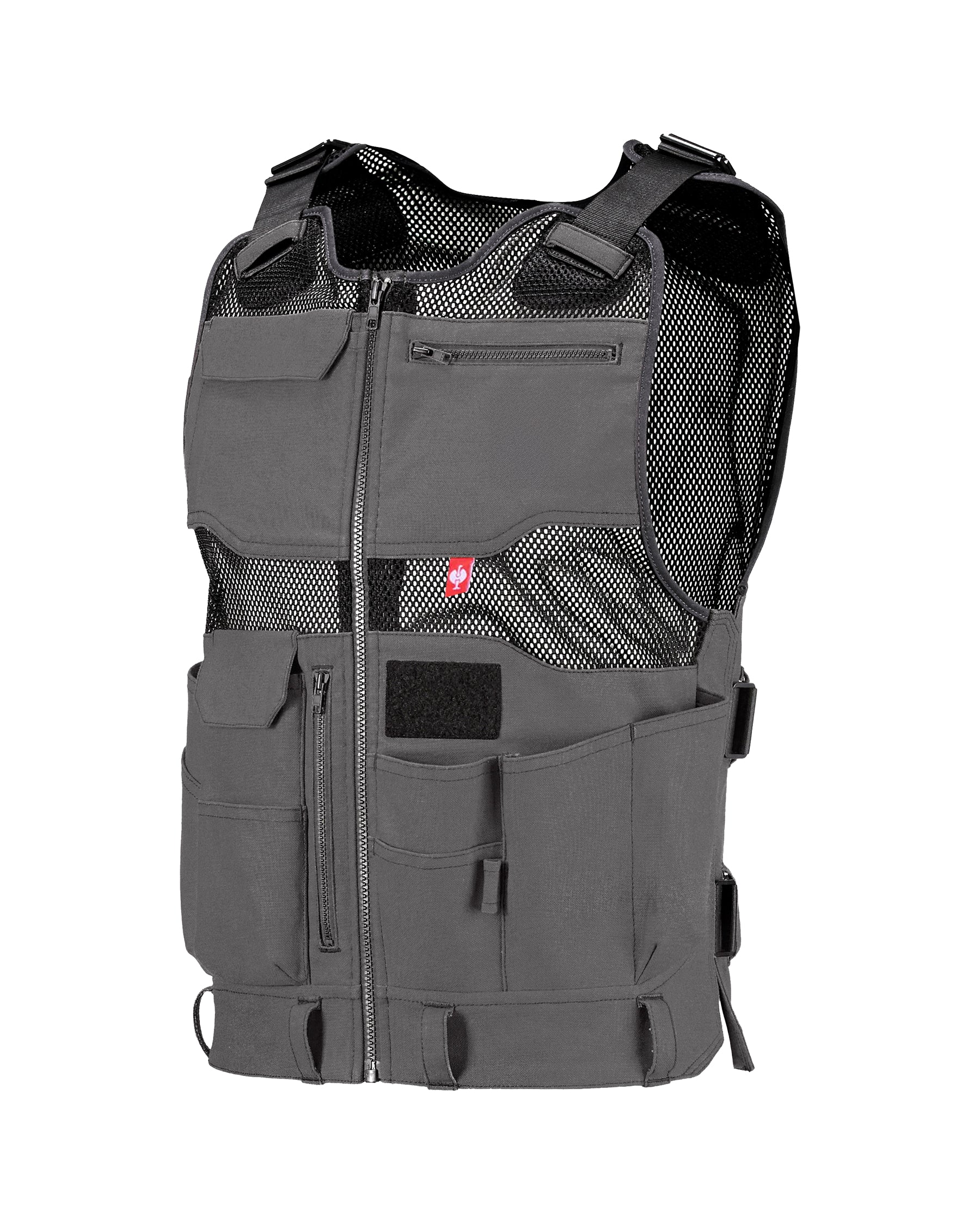 STRAUSS e.s.iconic tool vest in carbon gray and black, front view