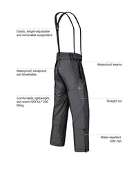 Feature view of Functional Snow Pants e.s.trail pure in black, showing snow pant construction