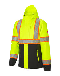 STRAUSS Class 2 high visibility waterproof jacket in neon yellow and black