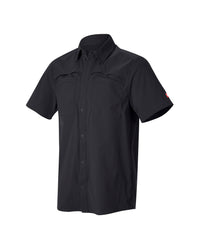 STRAUSS e.s.taktik Stretch Ripstop Short Sleeve Work Shirt in black on a plain product background