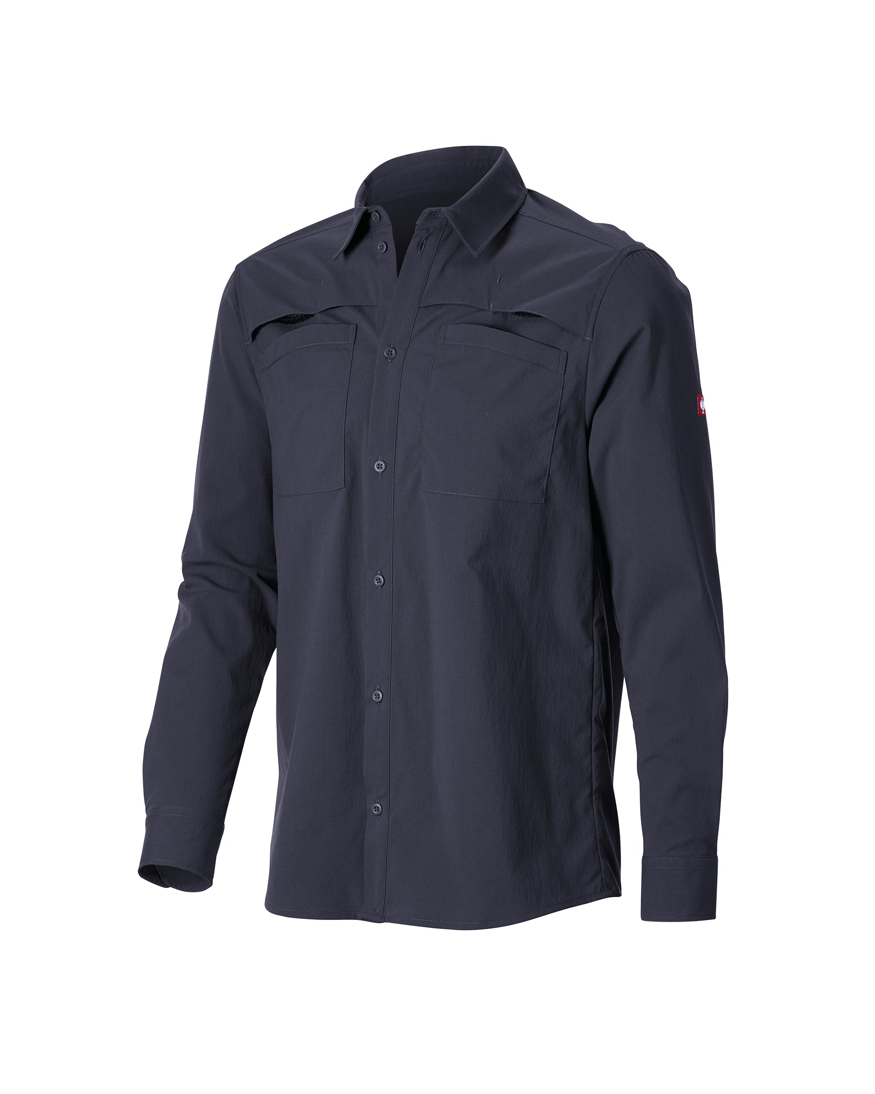 STRAUSS e.s.taktik Stretch Ripstop Long Sleeve Work Shirt in nero blue on a plain product background