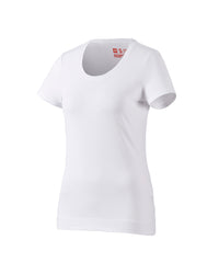 Women's STRAUSS Cotton Stretch T-Shirt in white on a plain product background