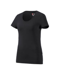 Women's STRAUSS Cotton Stretch T-Shirt in black on a plain product background