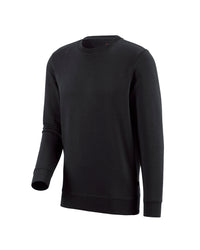 STRAUSS cotton-poly crew neck sweatshirt in black, front view