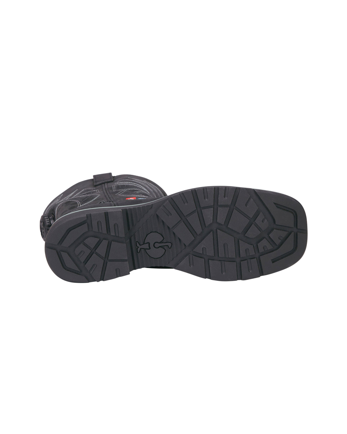 Outsole tread view of the STRAUSS Doonan 12-inch Composite Toe Work Boot in Black
