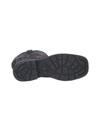 Outsole tread view of the STRAUSS Doonan 12-inch Composite Toe Work Boot in Black