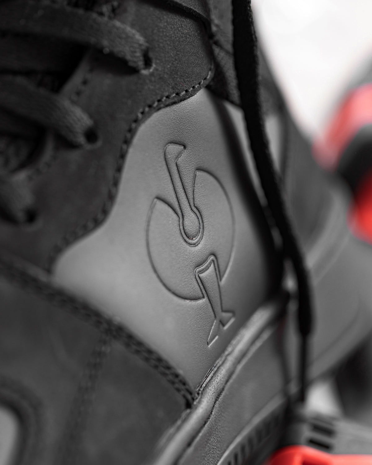 Close-up of the Black Eindhoven 6-inch Steel Toe Work Boot upper