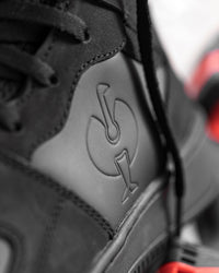 Close-up of the Black Eindhoven 6-inch Steel Toe Work Boot upper