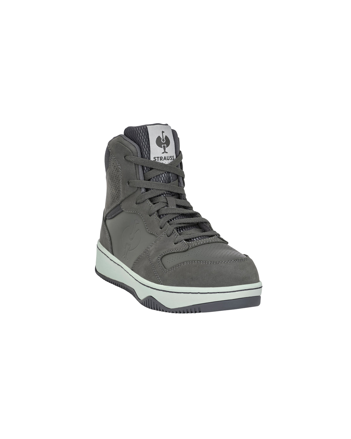 STRAUSS Eindhoven 6-inch Steel Toe Work Boot in Carbon gray, front three-quarter view