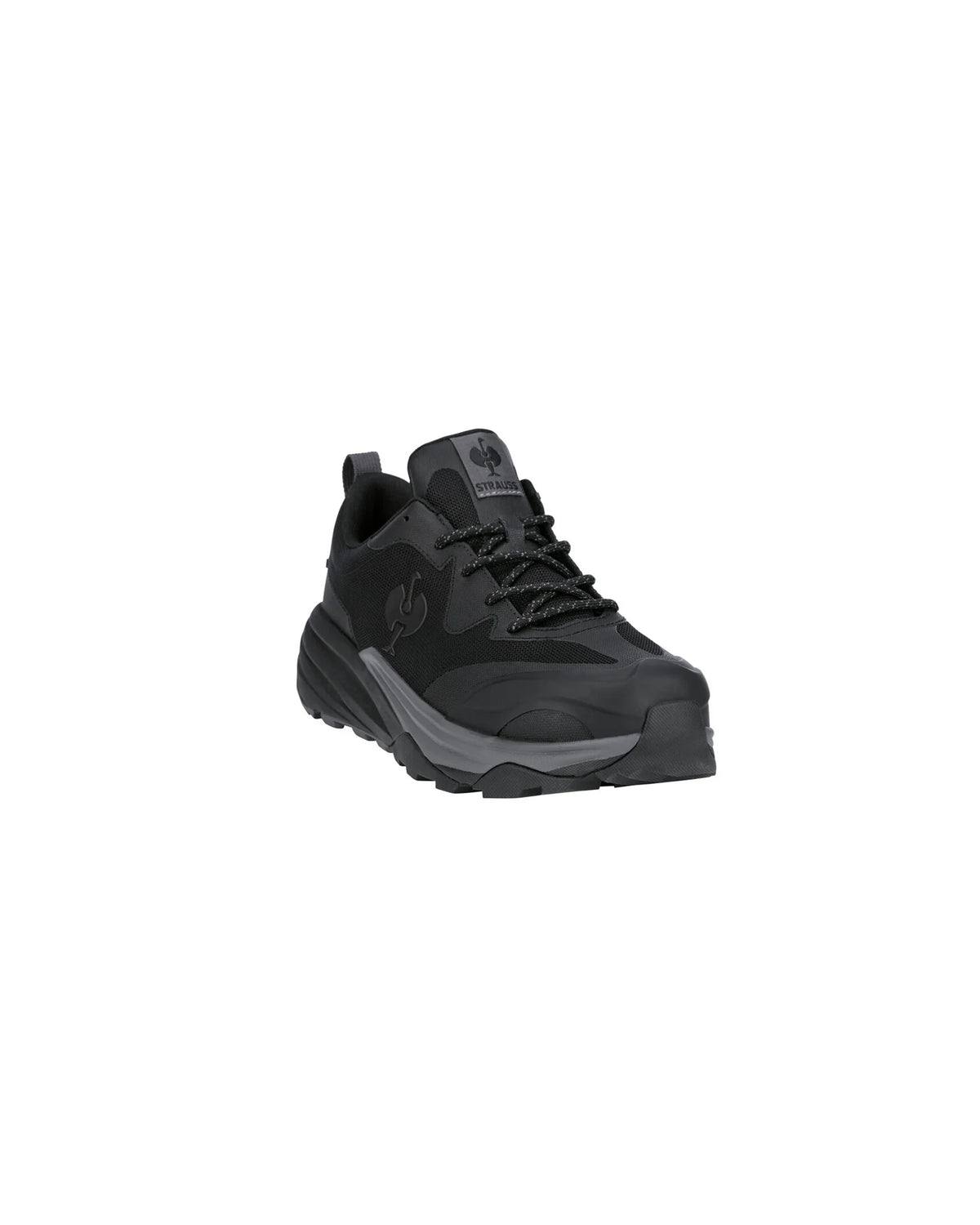 STRAUSS Harlem Composite Toe Work Shoe in Black, front three-quarter view
