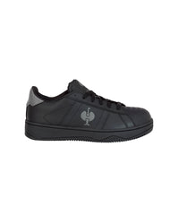 STRAUSS Philly Steel Toe Work Shoe in Black, side profile view