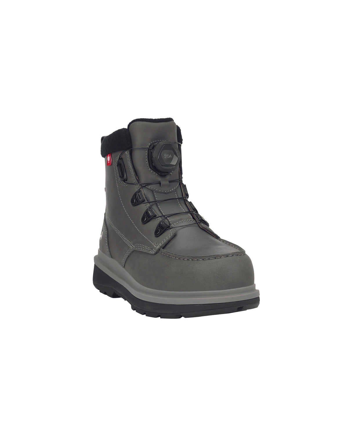 STRAUSS Woodside 6-inch Steel Toe Work Boot in Carbon gray, front three-quarter view