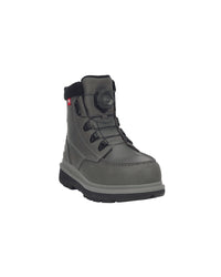 STRAUSS Woodside 6-inch Steel Toe Work Boot in Carbon gray, front three-quarter view