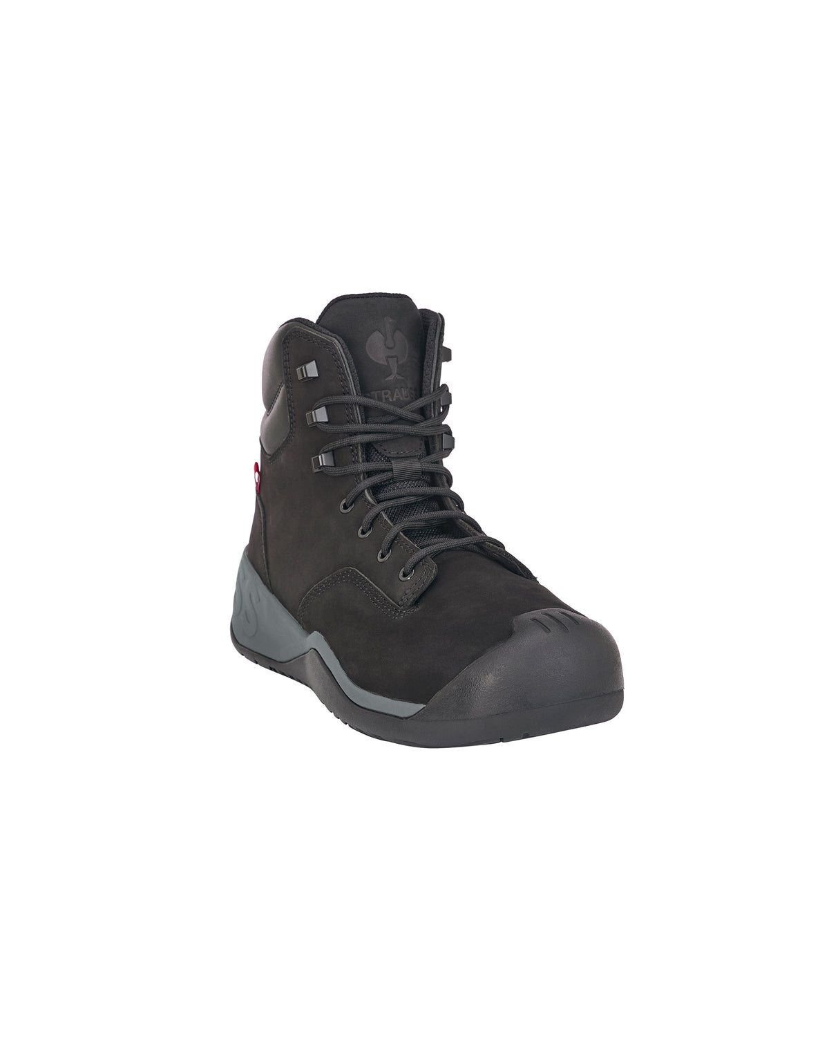 STRAUSS Queenstown 6-inch Steel Toe Work Boot in Black, front three-quarter view