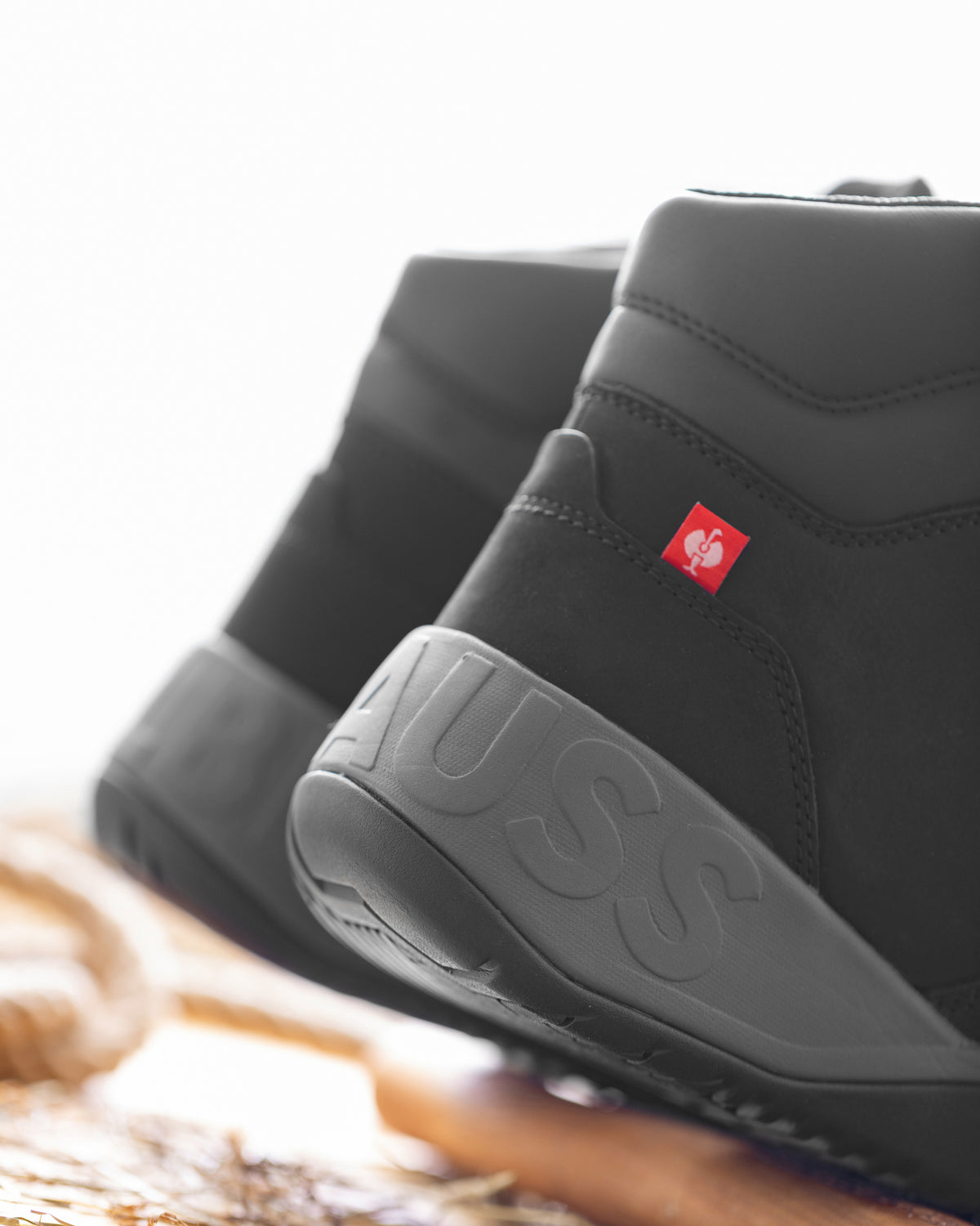 Close-up of the Black Queenstown 6-inch Steel Toe Work Boot material