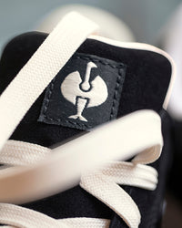 Close-up of the Black and Light beige Tampa Steel Toe Work Shoe laces