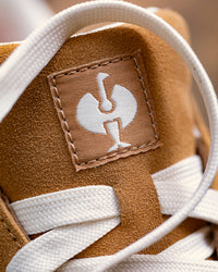 Close-up of the Almond brown Tampa Steel Toe Work Shoe laces