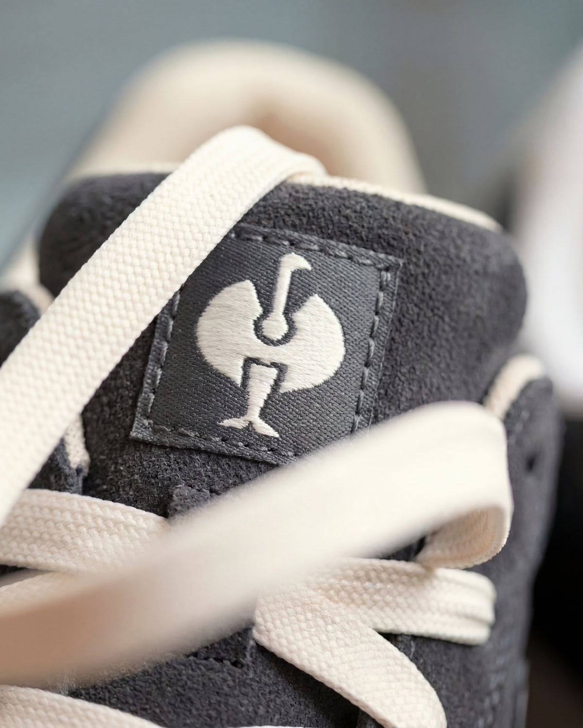 Close-up of the Carbon gray Tampa Steel Toe Work Shoe laces