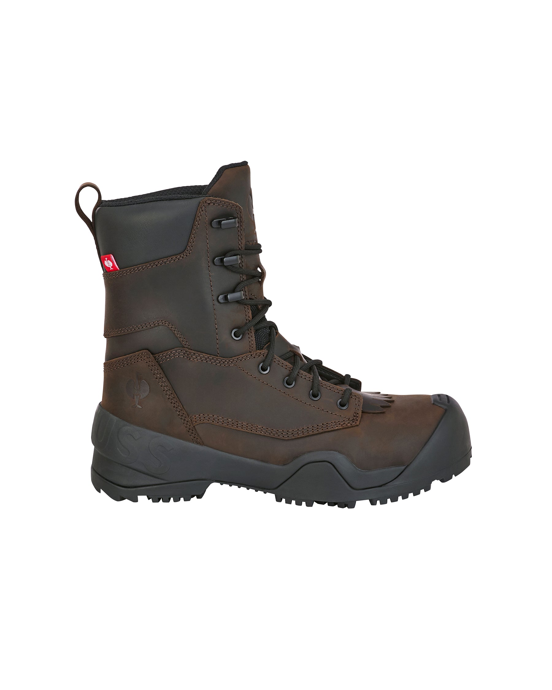 STRAUSS Edmonton 8-inch Steel Toe Work Boot in Brown, side profile view