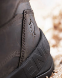 STRAUSS Edmonton 8-inch Steel Toe Work Boot in Brown shown in use on the job