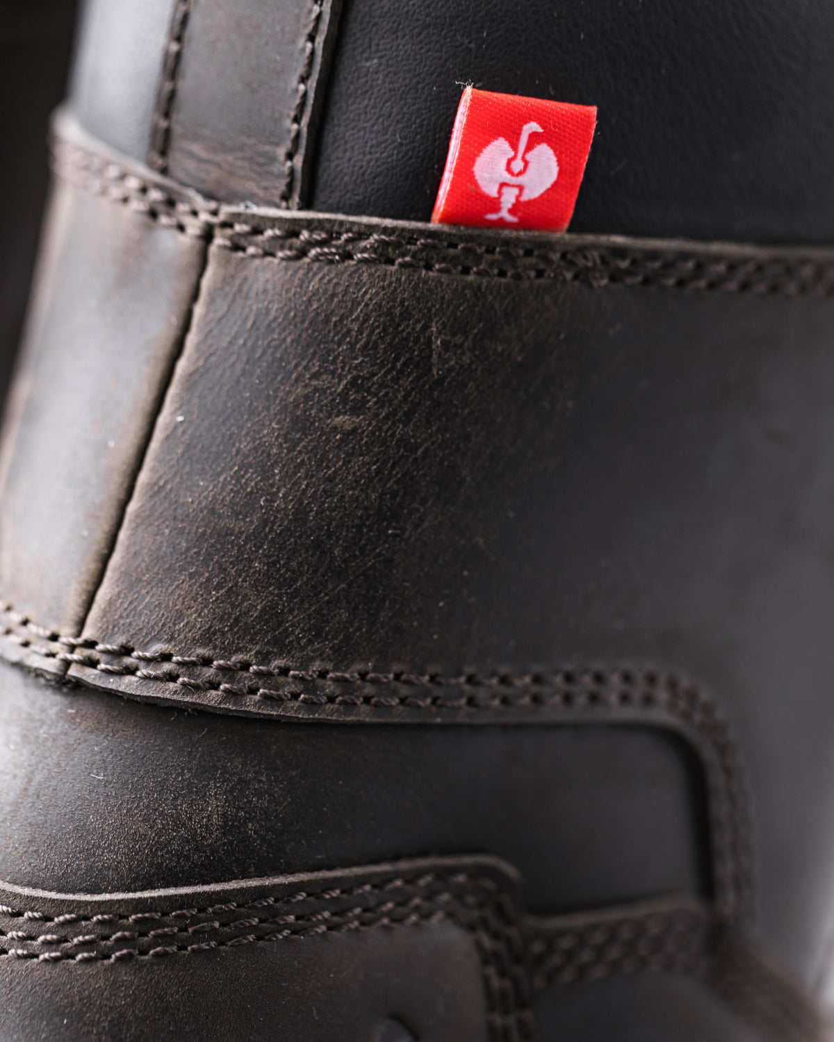 Close-up of the Brown Edmonton 8-inch Steel Toe Work Boot material